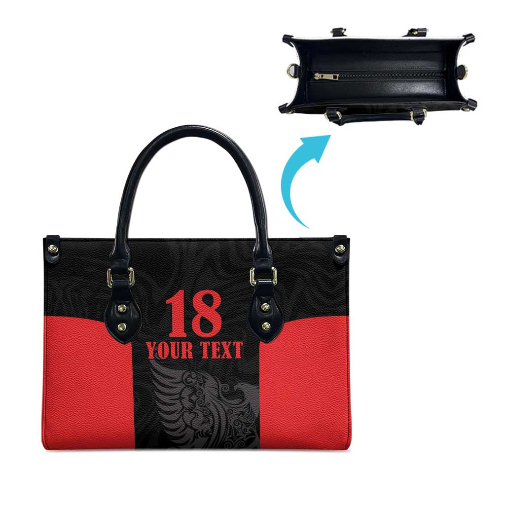 Custom Albania Football Pride Leather Bag Kuqezinjte Eagle Black Version - Wonder Print Shop