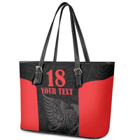 Custom Albania Football Pride Leather Tote Bag Kuqezinjte Eagle Black Version - Wonder Print Shop