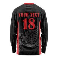 Custom Albania Football Pride Long Sleeve Shirt Kuqezinjte Eagle Black Version - Wonder Print Shop