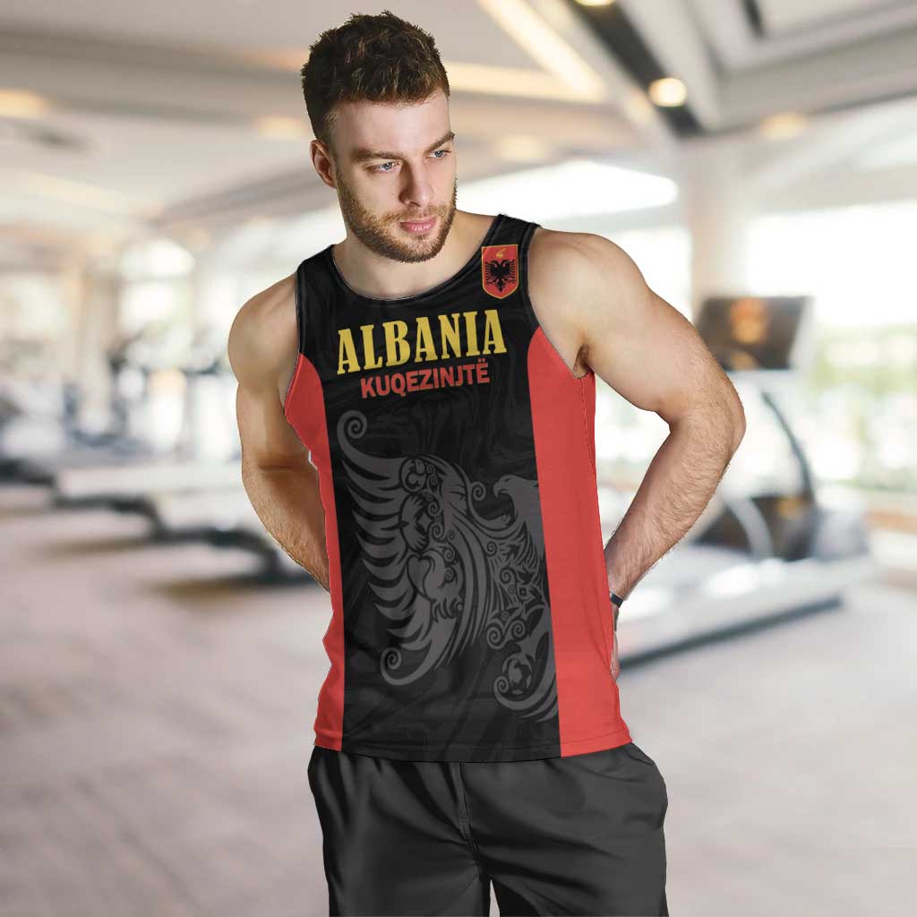 Custom Albania Football Pride Men Tank Top Kuqezinjte Eagle Black Version - Wonder Print Shop