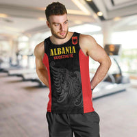 Custom Albania Football Pride Men Tank Top Kuqezinjte Eagle Black Version - Wonder Print Shop