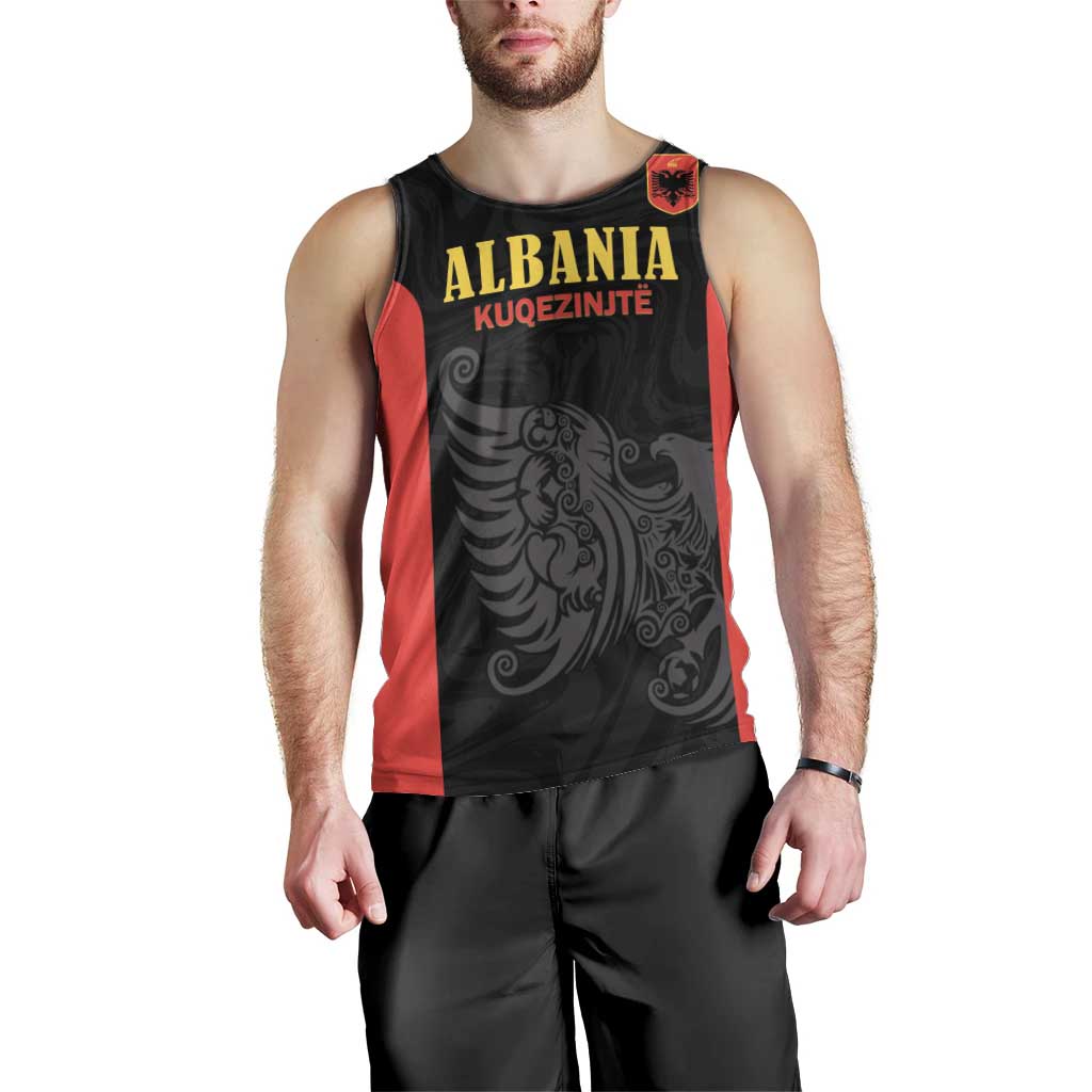 Custom Albania Football Pride Men Tank Top Kuqezinjte Eagle Black Version - Wonder Print Shop
