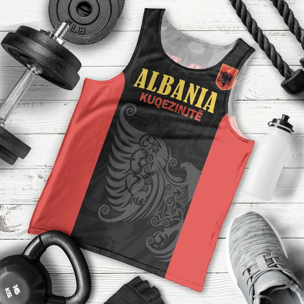 Custom Albania Football Pride Men Tank Top Kuqezinjte Eagle Black Version - Wonder Print Shop