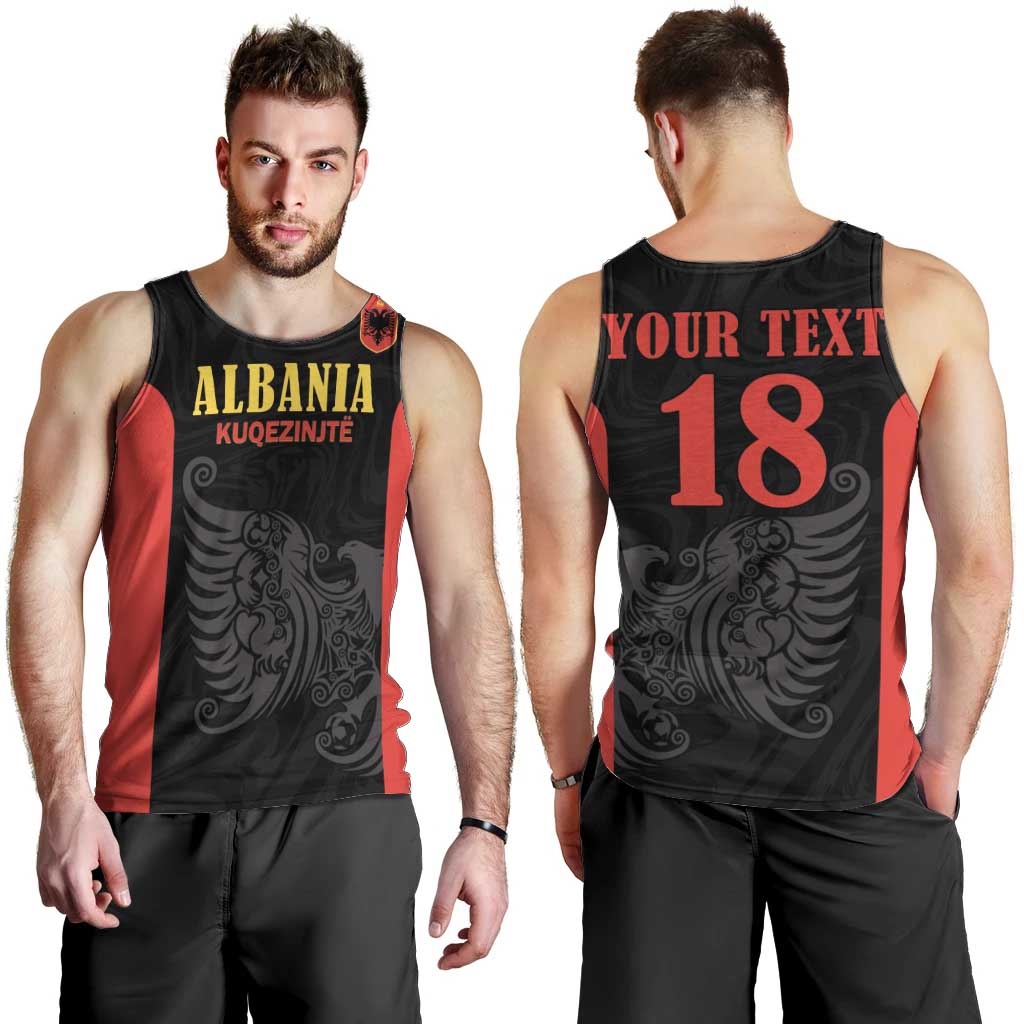 Custom Albania Football Pride Men Tank Top Kuqezinjte Eagle Black Version - Wonder Print Shop