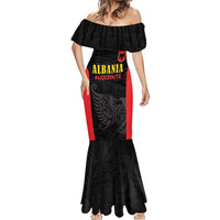 Custom Albania Football Pride Mermaid Dress Kuqezinjte Eagle Black Version - Wonder Print Shop