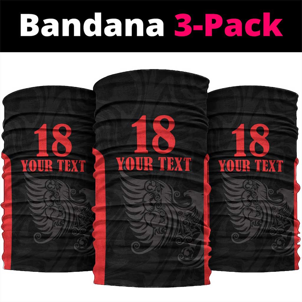 Custom Albania Football Pride Neck Gaiter Kuqezinjte Eagle Black Version - Wonder Print Shop