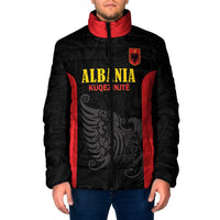Custom Albania Football Pride Padded Jacket Kuqezinjte Eagle Black Version - Wonder Print Shop