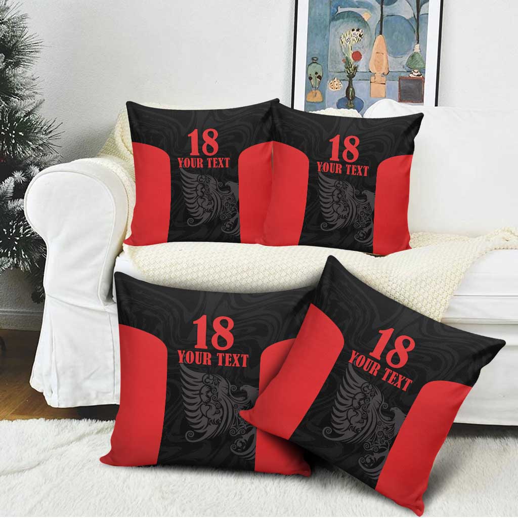 Custom Albania Football Pride Pillow Cover Kuqezinjte Eagle Black Version - Wonder Print Shop