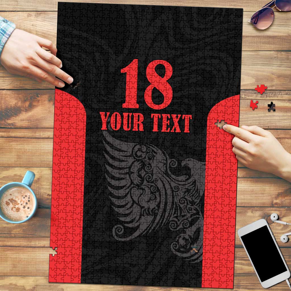 Custom Albania Football Pride Puzzle Kuqezinjte Eagle Black Version - Wonder Print Shop