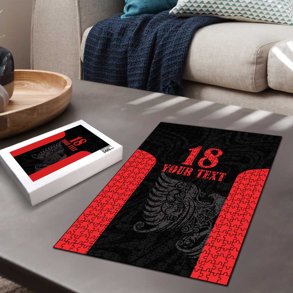 Custom Albania Football Pride Puzzle Kuqezinjte Eagle Black Version - Wonder Print Shop