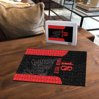 Custom Albania Football Pride Puzzle Kuqezinjte Eagle Black Version - Wonder Print Shop