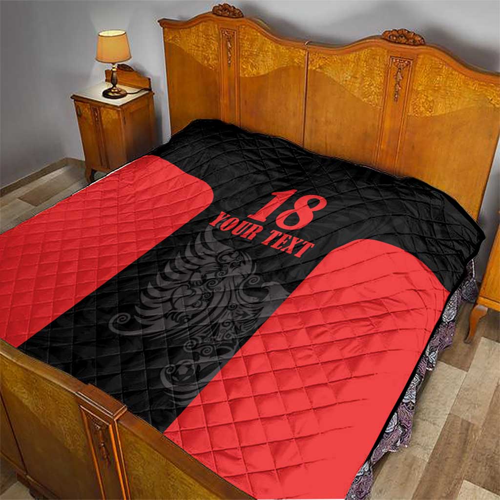 Custom Albania Football Pride Quilt Kuqezinjte Eagle Black Version - Wonder Print Shop
