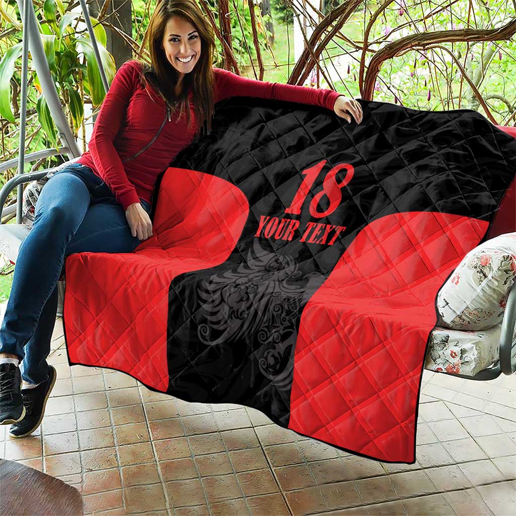 Custom Albania Football Pride Quilt Kuqezinjte Eagle Black Version - Wonder Print Shop