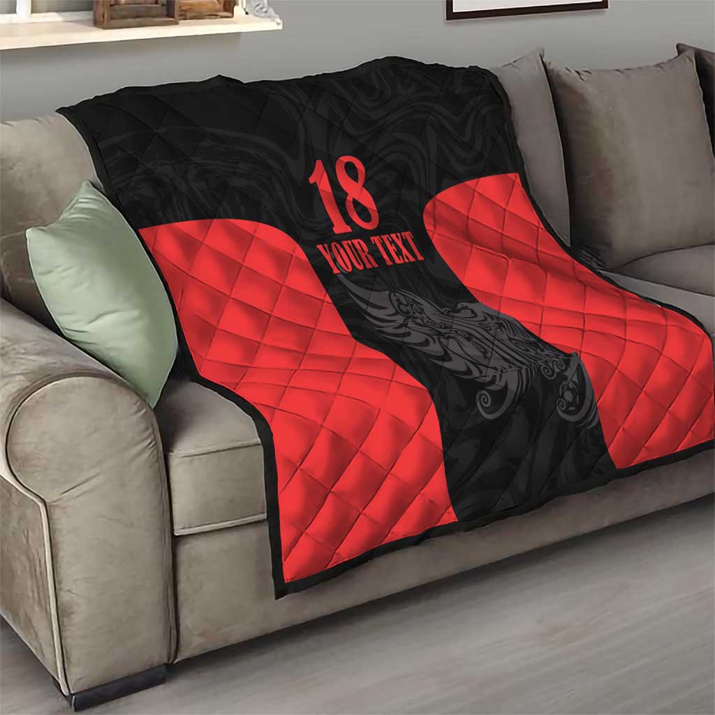 Custom Albania Football Pride Quilt Kuqezinjte Eagle Black Version - Wonder Print Shop