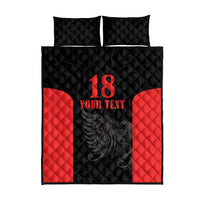 Custom Albania Football Pride Quilt Bed Set Kuqezinjte Eagle Black Version - Wonder Print Shop
