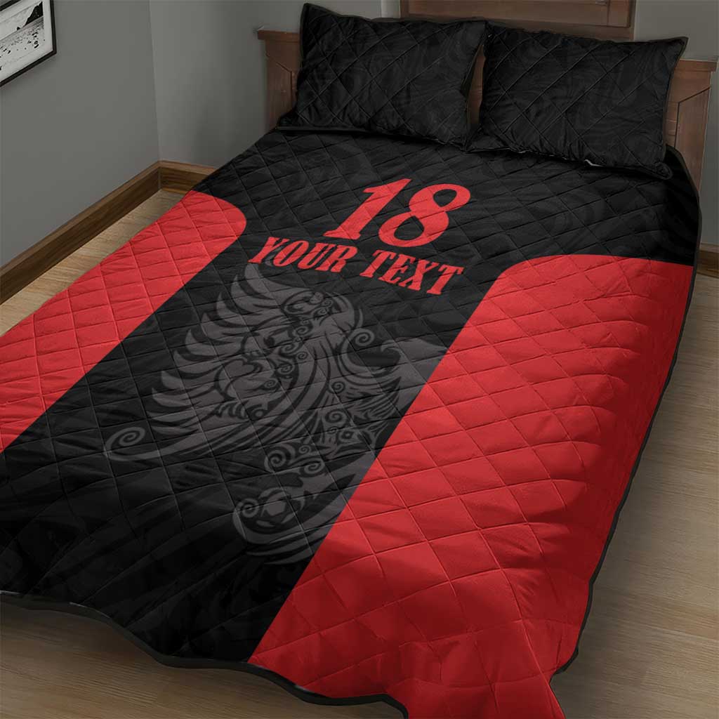 Custom Albania Football Pride Quilt Bed Set Kuqezinjte Eagle Black Version - Wonder Print Shop