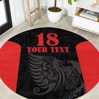 Custom Albania Football Pride Round Carpet Kuqezinjte Eagle Black Version - Wonder Print Shop