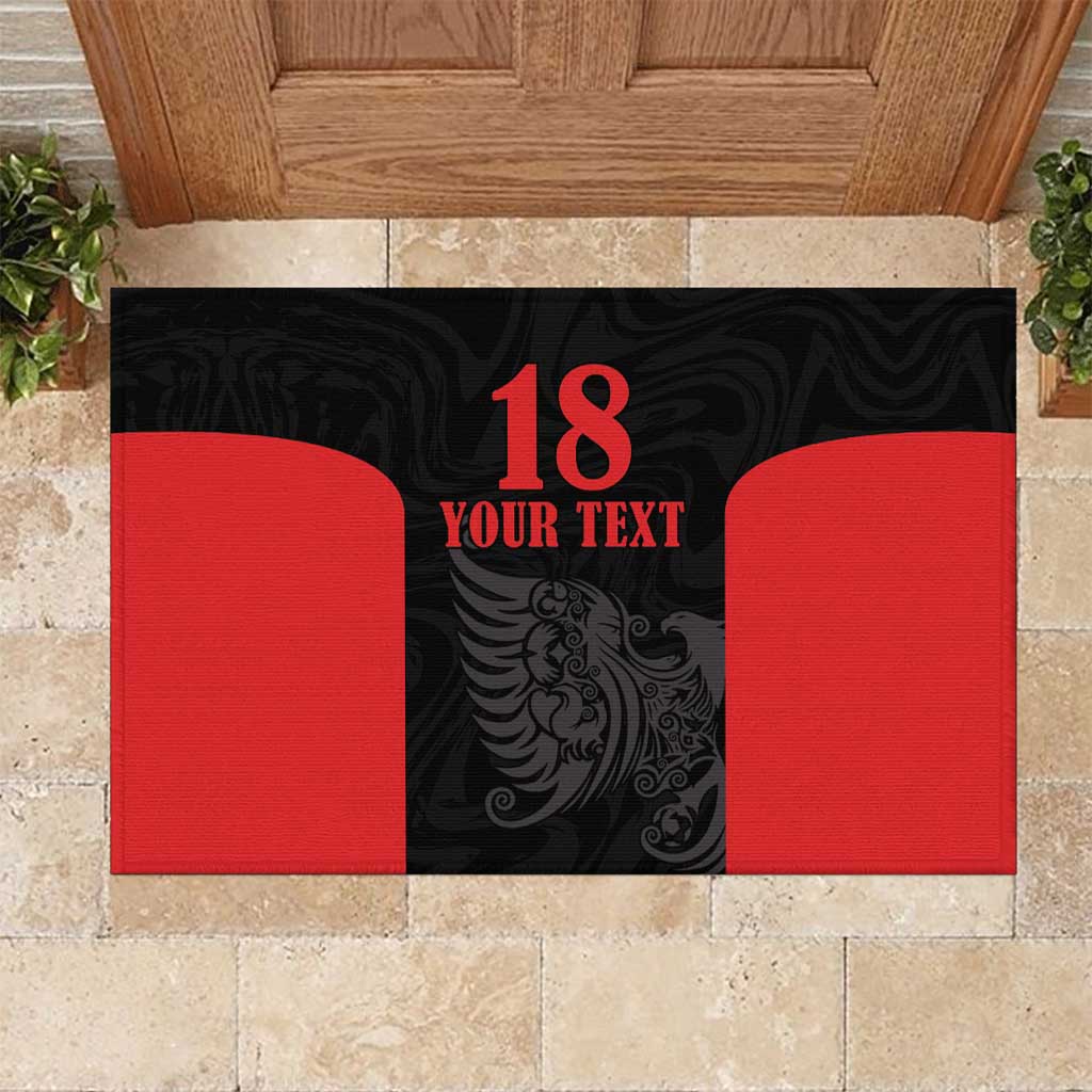 Custom Albania Football Pride Rubber Doormat Kuqezinjte Eagle Black Version - Wonder Print Shop