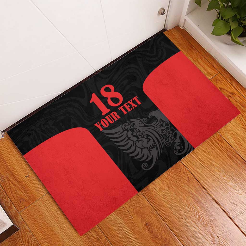 Custom Albania Football Pride Rubber Doormat Kuqezinjte Eagle Black Version - Wonder Print Shop