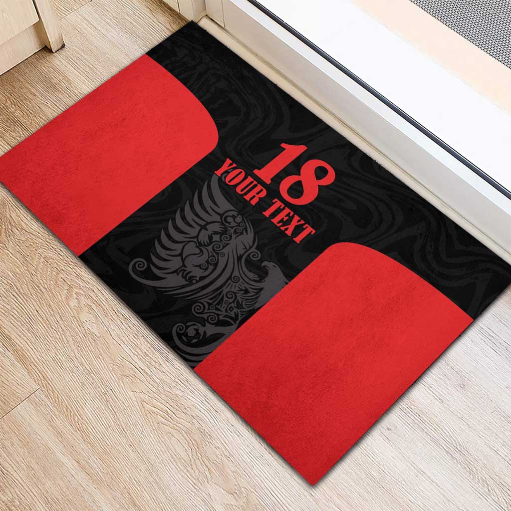 Custom Albania Football Pride Rubber Doormat Kuqezinjte Eagle Black Version - Wonder Print Shop