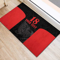 Custom Albania Football Pride Rubber Doormat Kuqezinjte Eagle Black Version - Wonder Print Shop