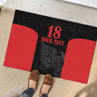 Custom Albania Football Pride Rubber Doormat Kuqezinjte Eagle Black Version - Wonder Print Shop
