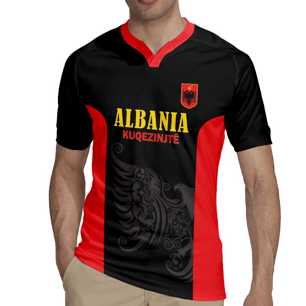 Custom Albania Football Pride Rugby Jersey Kuqezinjte Eagle Black Version - Wonder Print Shop