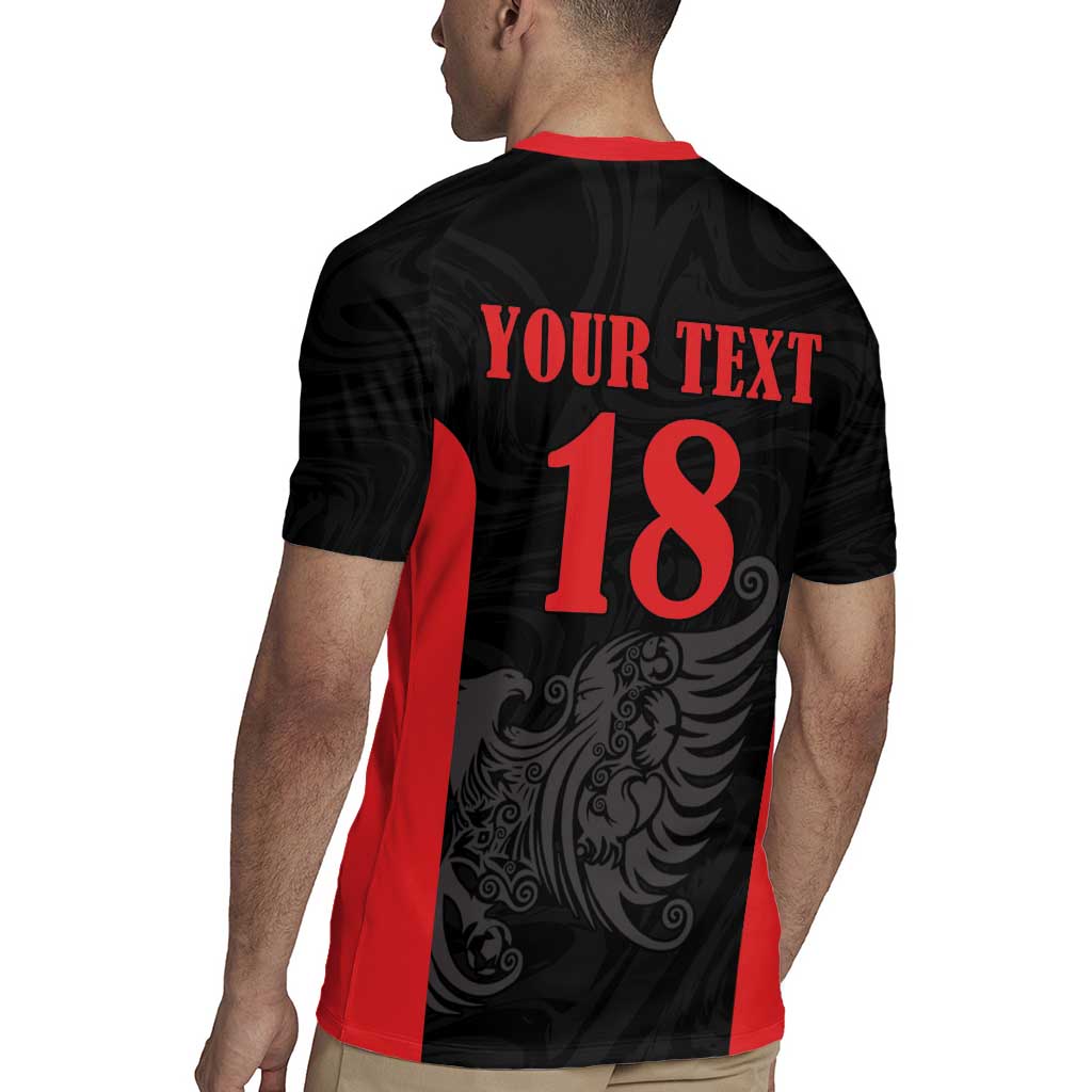 Custom Albania Football Pride Rugby Jersey Kuqezinjte Eagle Black Version - Wonder Print Shop