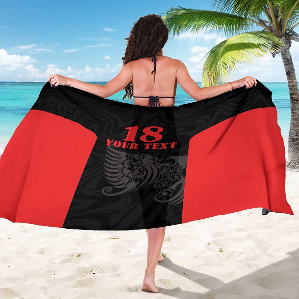 Custom Albania Football Pride Sarong Kuqezinjte Eagle Black Version - Wonder Print Shop