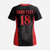 Custom Albania Football Pride Scrub Top Kuqezinjte Eagle Black Version - Wonder Print Shop