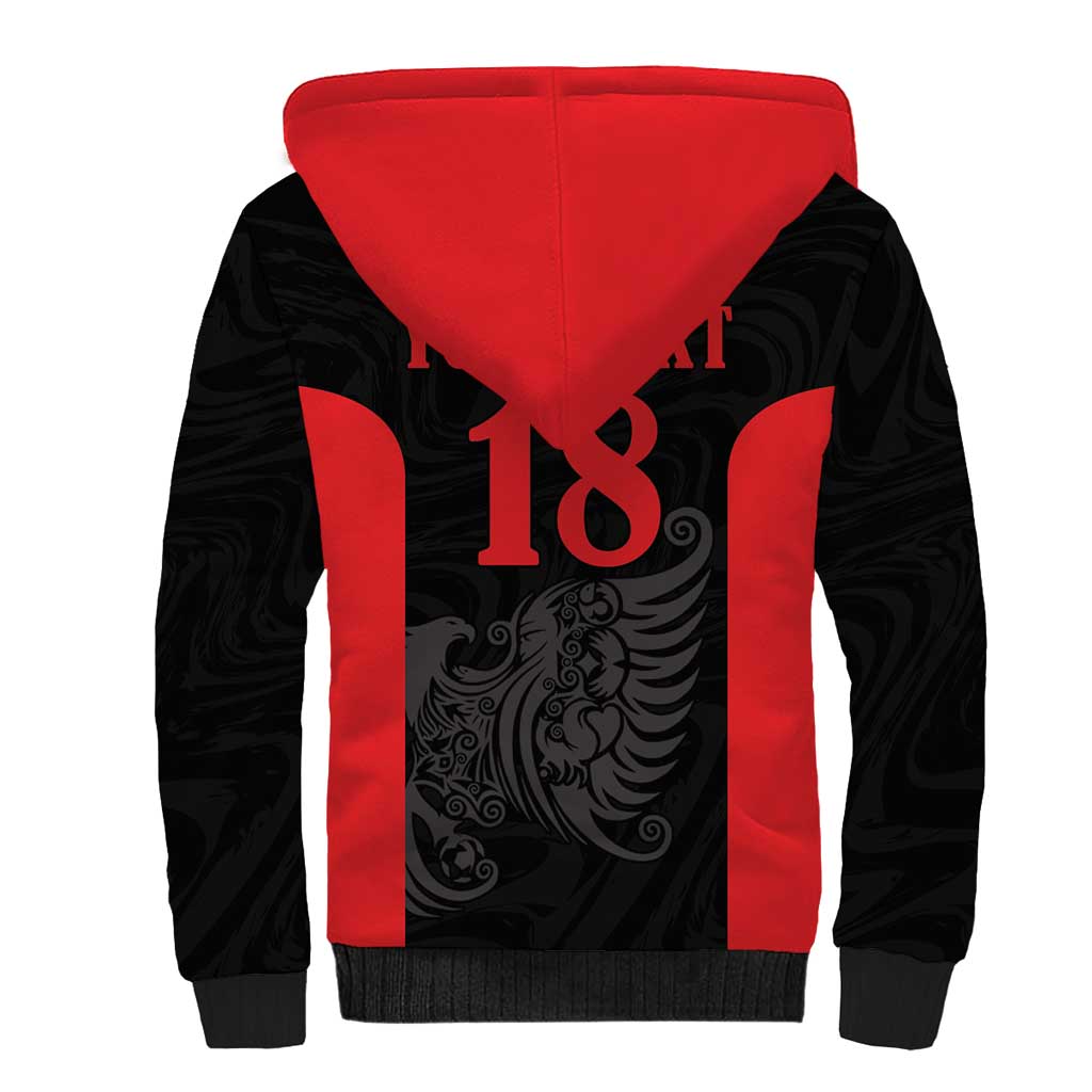 Custom Albania Football Pride Sherpa Hoodie Kuqezinjte Eagle Black Version - Wonder Print Shop