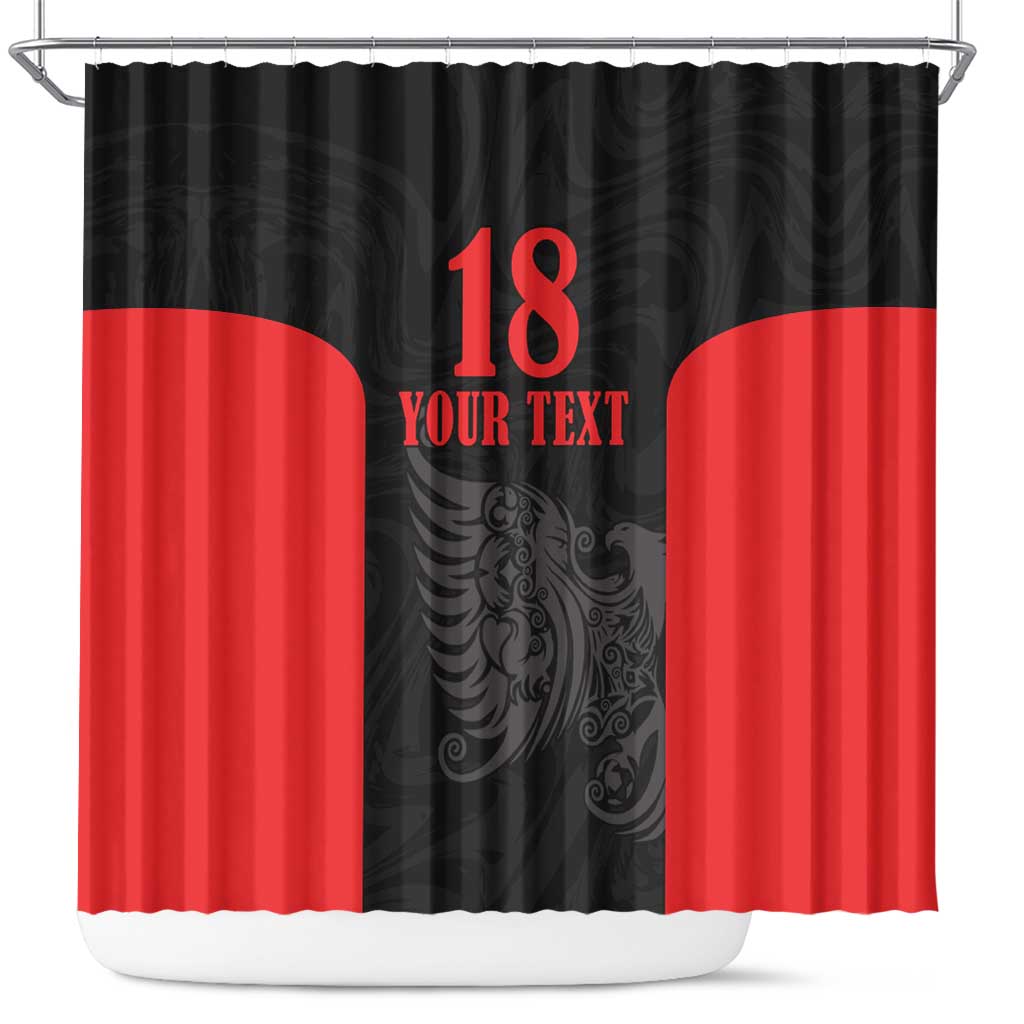 Custom Albania Football Pride Shower Curtain Kuqezinjte Eagle Black Version - Wonder Print Shop
