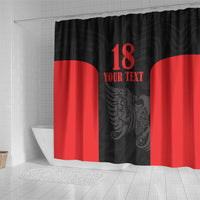 Custom Albania Football Pride Shower Curtain Kuqezinjte Eagle Black Version - Wonder Print Shop