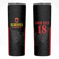 Custom Albania Football Pride Skinny Tumbler Kuqezinjte Eagle Black Version - Wonder Print Shop