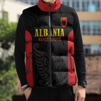 Custom Albania Football Pride Sleeveless Puffer Jacket Kuqezinjte Eagle Black Version - Wonder Print Shop