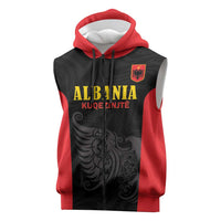 Custom Albania Football Pride Sleeveless Zip Hoodie Kuqezinjte Eagle Black Version - Wonder Print Shop