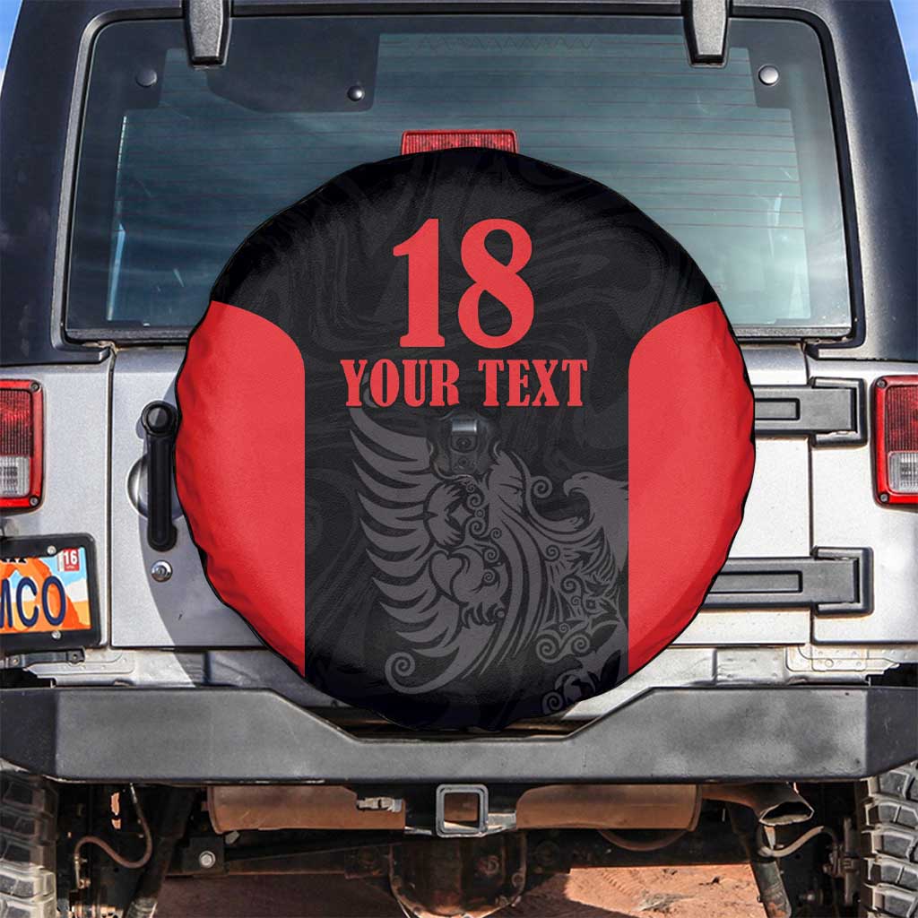 Custom Albania Football Pride Spare Tire Cover Kuqezinjte Eagle Black Version - Wonder Print Shop