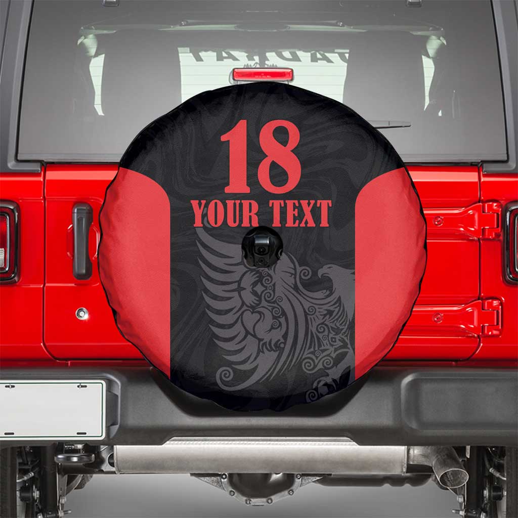Custom Albania Football Pride Spare Tire Cover Kuqezinjte Eagle Black Version - Wonder Print Shop