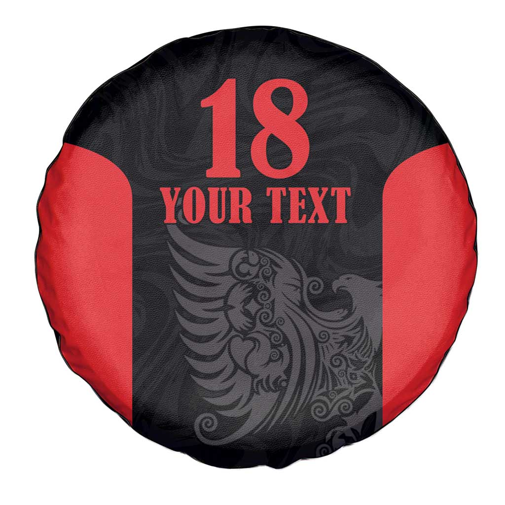 Custom Albania Football Pride Spare Tire Cover Kuqezinjte Eagle Black Version - Wonder Print Shop