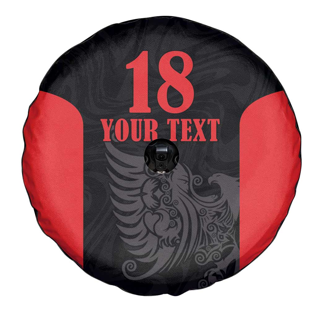 Custom Albania Football Pride Spare Tire Cover Kuqezinjte Eagle Black Version - Wonder Print Shop