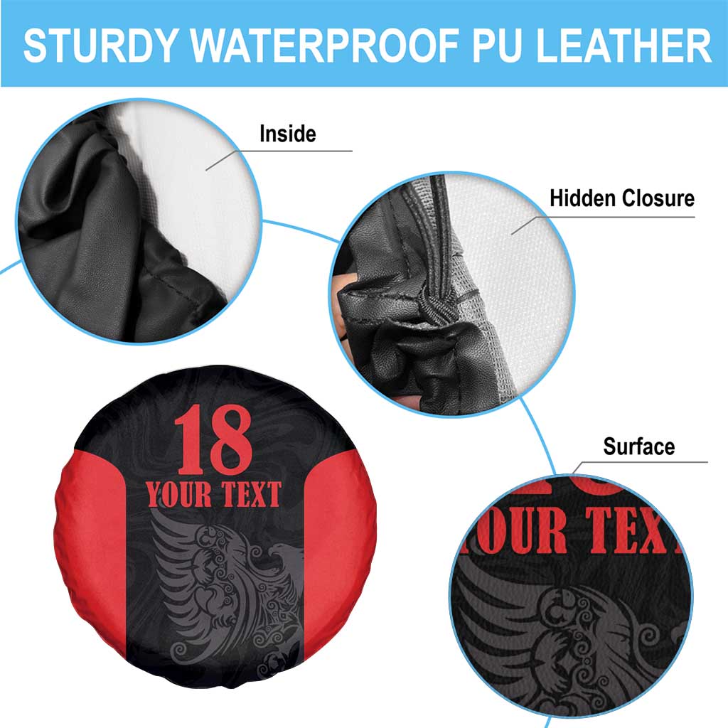 Custom Albania Football Pride Spare Tire Cover Kuqezinjte Eagle Black Version - Wonder Print Shop