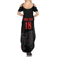 Custom Albania Football Pride Summer Maxi Dress Kuqezinjte Eagle Black Version - Wonder Print Shop