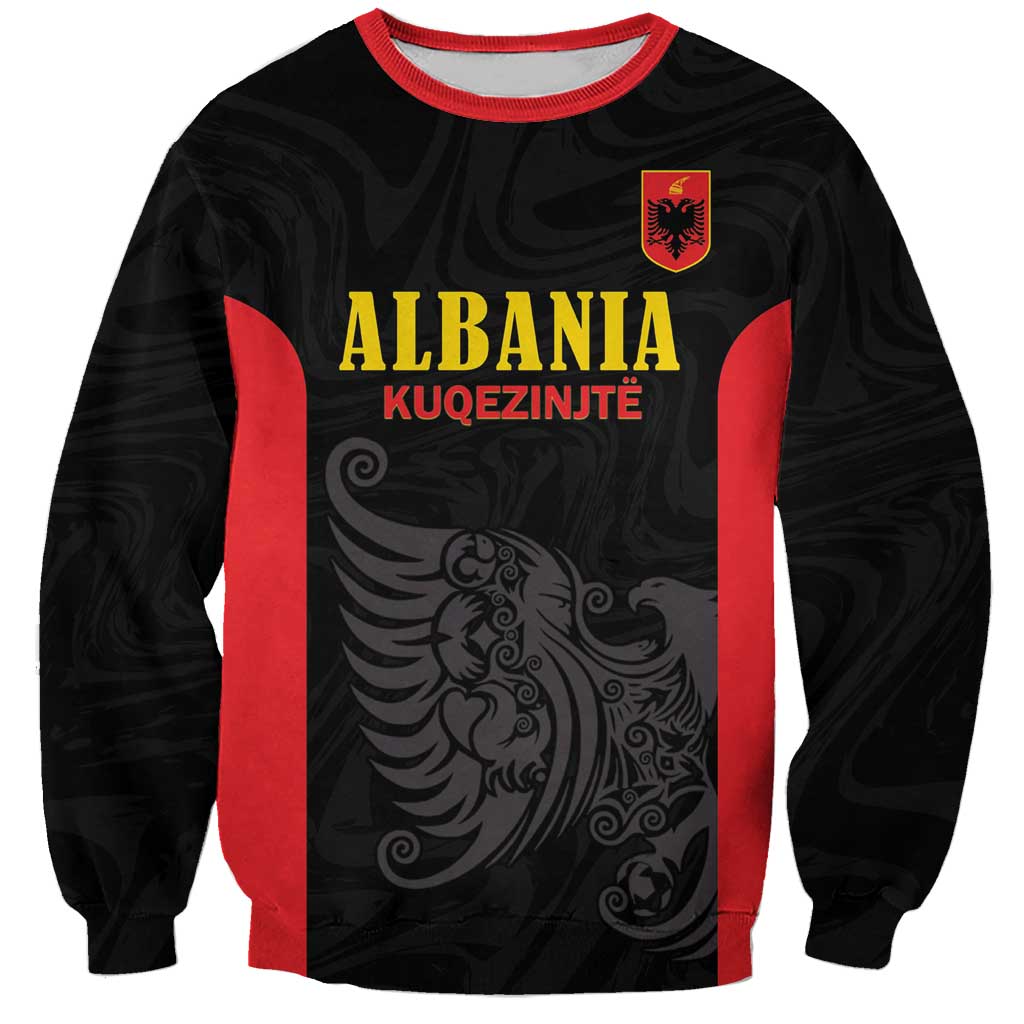 Custom Albania Football Pride Sweatshirt Kuqezinjte Eagle Black Version - Wonder Print Shop