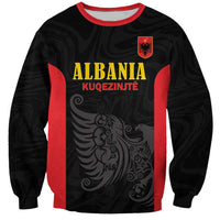 Custom Albania Football Pride Sweatshirt Kuqezinjte Eagle Black Version - Wonder Print Shop
