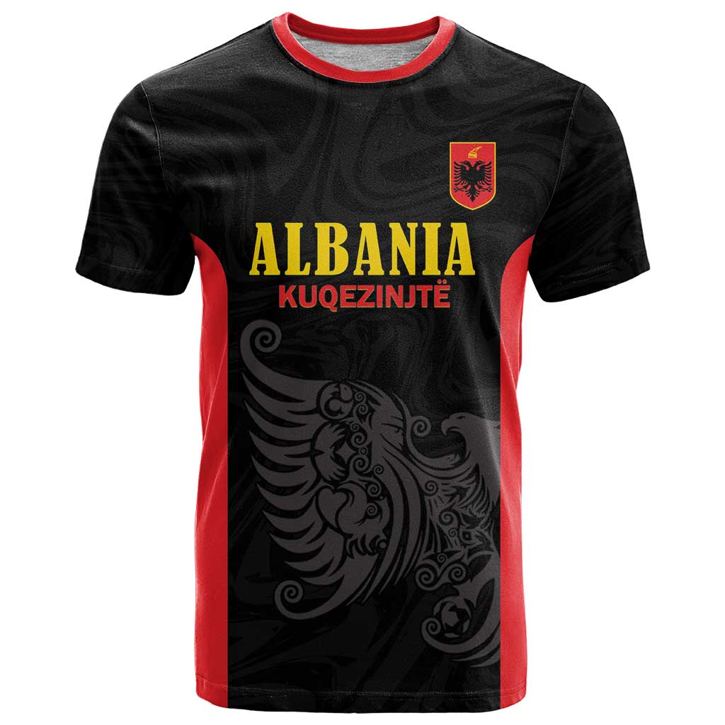 Custom Albania Football Pride T Shirt Kuqezinjte Eagle Black Version - Wonder Print Shop