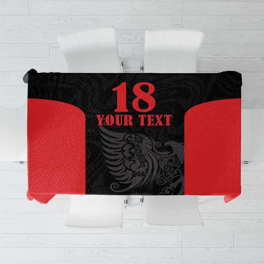 Custom Albania Football Pride Tablecloth Kuqezinjte Eagle Black Version - Wonder Print Shop