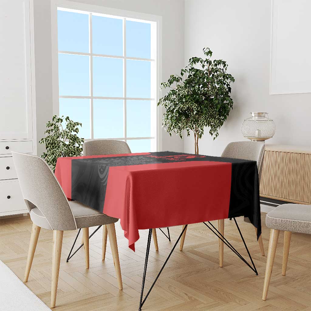 Custom Albania Football Pride Tablecloth Kuqezinjte Eagle Black Version - Wonder Print Shop