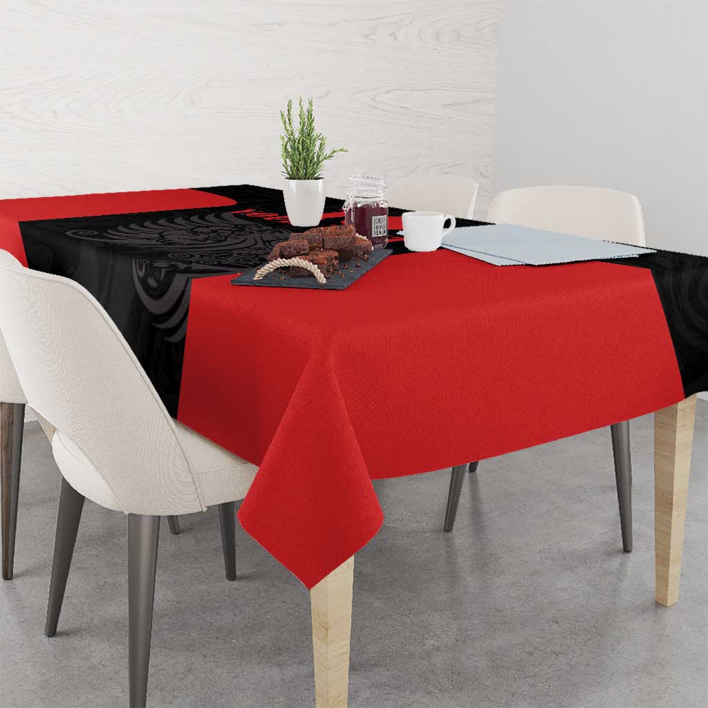 Custom Albania Football Pride Tablecloth Kuqezinjte Eagle Black Version - Wonder Print Shop