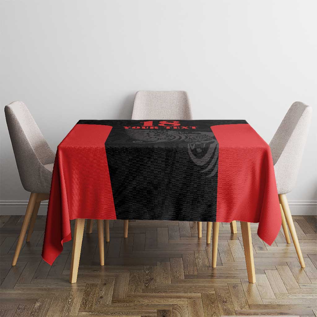 Custom Albania Football Pride Tablecloth Kuqezinjte Eagle Black Version - Wonder Print Shop