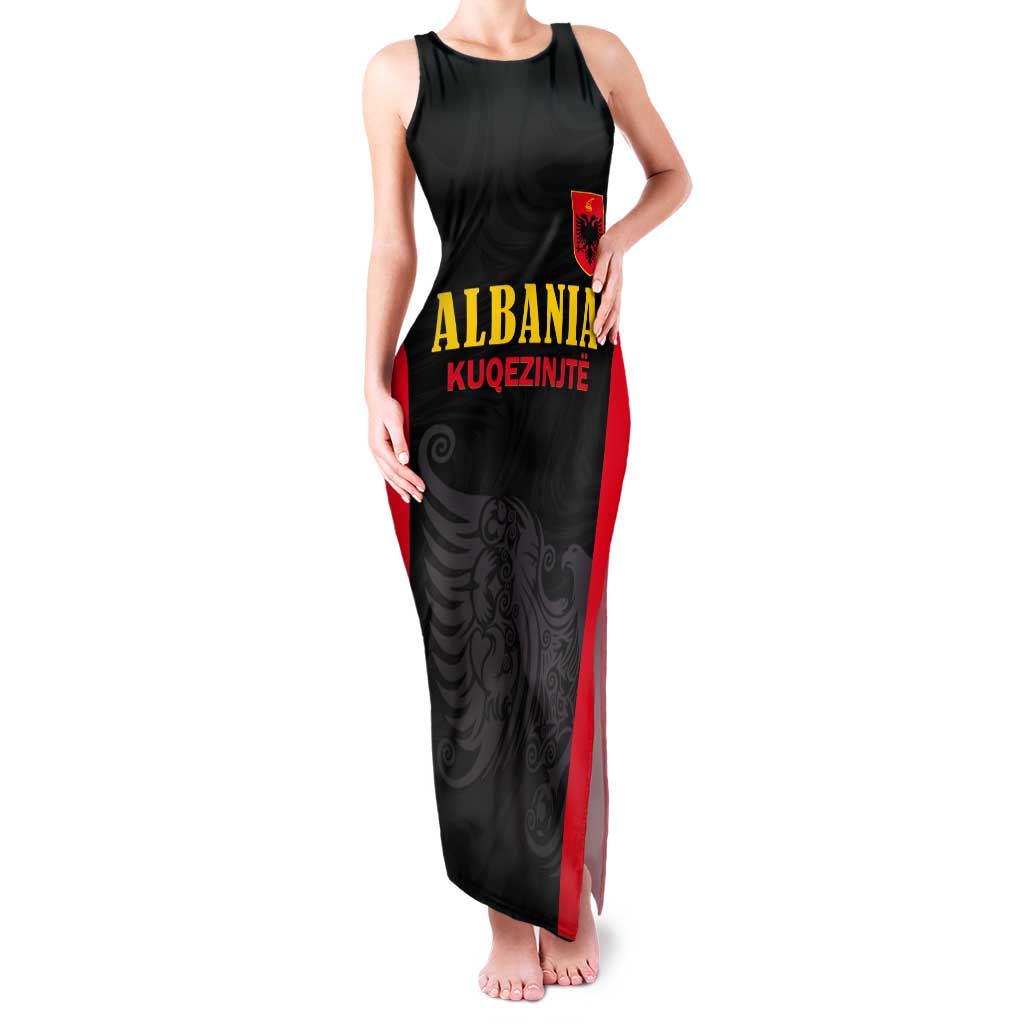 Custom Albania Football Pride Tank Maxi Dress Kuqezinjte Eagle Black Version - Wonder Print Shop